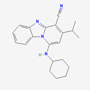 molecular formula C21H24N4 B11607111 1-(Cyclohexylamino)-3-isopropylpyrido[1,2-a]benzimidazole-4-carbonitrile 