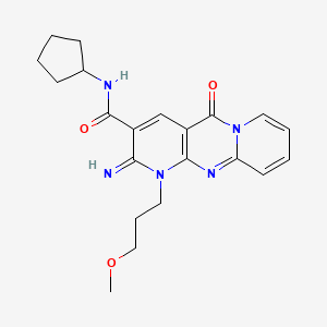 N-cyclopentyl-6-imino-7-(3-methoxypropyl)-2-oxo-1,7,9-triazatricyclo[8.4.0.03,8]tetradeca-3(8),4,9,11,13-pentaene-5-carboxamide