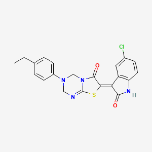 (7Z)-7-(5-chloro-2-oxo-1,2-dihydro-3H-indol-3-ylidene)-3-(4-ethylphenyl)-3,4-dihydro-2H-[1,3]thiazolo[3,2-a][1,3,5]triazin-6(7H)-one