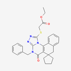 ethyl [(4-benzyl-5-oxo-5,7-dihydro-4H-spiro[benzo[h][1,2,4]triazolo[4,3-a]quinazoline-6,1'-cyclopentan]-1-yl)sulfanyl]acetate