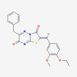 molecular formula C22H19N3O4S B11607204 (2Z)-6-benzyl-2-(4-ethoxy-3-methoxybenzylidene)-7H-[1,3]thiazolo[3,2-b][1,2,4]triazine-3,7(2H)-dione 