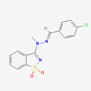 molecular formula C15H12ClN3O2S B11607210 3-[(2E)-2-(4-chlorobenzylidene)-1-methylhydrazinyl]-1,2-benzothiazole 1,1-dioxide 