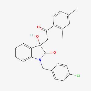 molecular formula C25H22ClNO3 B11607214 1-(4-chlorobenzyl)-3-[2-(2,4-dimethylphenyl)-2-oxoethyl]-3-hydroxy-1,3-dihydro-2H-indol-2-one 