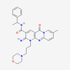 6-imino-13-methyl-7-(3-morpholin-4-ylpropyl)-2-oxo-N-(1-phenylethyl)-1,7,9-triazatricyclo[8.4.0.03,8]tetradeca-3(8),4,9,11,13-pentaene-5-carboxamide