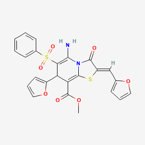 methyl (2Z)-5-amino-7-(furan-2-yl)-2-(furan-2-ylmethylidene)-3-oxo-6-(phenylsulfonyl)-2,3-dihydro-7H-[1,3]thiazolo[3,2-a]pyridine-8-carboxylate