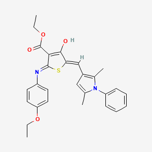 molecular formula C28H28N2O4S B11607276 ethyl (5Z)-5-[(2,5-dimethyl-1-phenylpyrrol-3-yl)methylidene]-2-(4-ethoxyanilino)-4-oxothiophene-3-carboxylate 