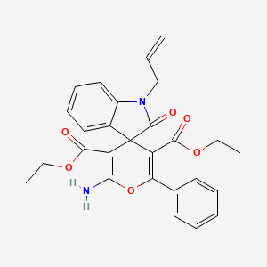 3',5'-Diethyl 6'-amino-2-oxo-2'-phenyl-1-(prop-2-EN-1-YL)-1,2-dihydrospiro[indole-3,4'-pyran]-3',5'-dicarboxylate