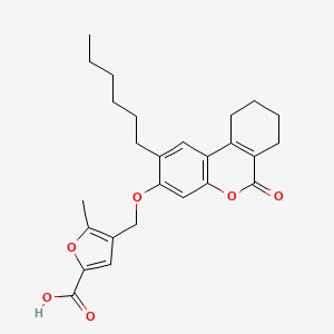 4-{[(2-hexyl-6-oxo-7,8,9,10-tetrahydro-6H-benzo[c]chromen-3-yl)oxy]methyl}-5-methylfuran-2-carboxylic acid