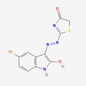 (3Z)-5-bromo-3-[(2Z)-(4-oxo-1,3-thiazolidin-2-ylidene)hydrazinylidene]-1,3-dihydro-2H-indol-2-one