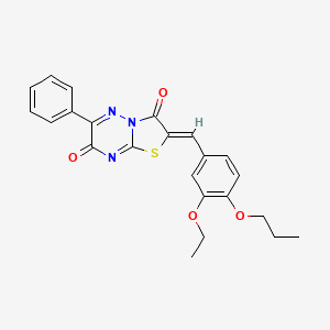 molecular formula C23H21N3O4S B11607321 2-(3-Ethoxy-4-propoxybenzylidene)-6-phenyl-2H-thiazolo[3,2-b][1,2,4]triazine-3,7-dione CAS No. 617694-37-8