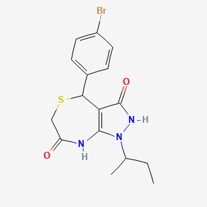 molecular formula C16H18BrN3O2S B11607323 4-(4-bromophenyl)-1-(butan-2-yl)-3-hydroxy-4,8-dihydro-1H-pyrazolo[3,4-e][1,4]thiazepin-7(6H)-one 