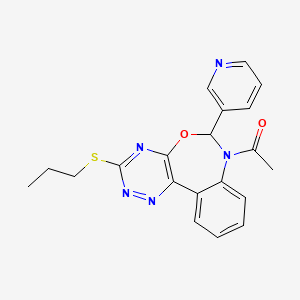 molecular formula C20H19N5O2S B11607331 1-[3-(propylsulfanyl)-6-(pyridin-3-yl)[1,2,4]triazino[5,6-d][3,1]benzoxazepin-7(6H)-yl]ethanone 