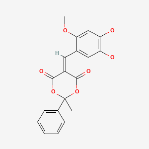 molecular formula C21H20O7 B11607339 2-Methyl-2-phenyl-5-[(2,4,5-trimethoxyphenyl)methylidene]-1,3-dioxane-4,6-dione 