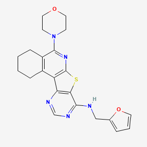 N-(furan-2-ylmethyl)-8-morpholin-4-yl-11-thia-9,14,16-triazatetracyclo[8.7.0.02,7.012,17]heptadeca-1,7,9,12,14,16-hexaen-13-amine