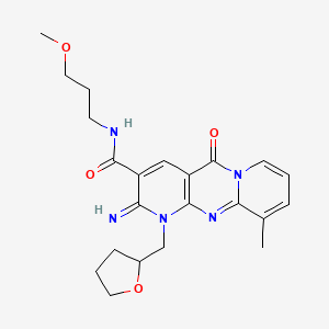 6-imino-N-(3-methoxypropyl)-11-methyl-2-oxo-7-(oxolan-2-ylmethyl)-1,7,9-triazatricyclo[8.4.0.03,8]tetradeca-3(8),4,9,11,13-pentaene-5-carboxamide