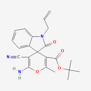 Tert-butyl 6'-amino-5'-cyano-2'-methyl-2-oxo-1-(prop-2-en-1-yl)-1,2-dihydrospiro[indole-3,4'-pyran]-3'-carboxylate