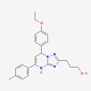 molecular formula C23H26N4O2 B11607402 3-[7-(4-Ethoxyphenyl)-5-(4-methylphenyl)-4,7-dihydro[1,2,4]triazolo[1,5-a]pyrimidin-2-yl]propan-1-ol 