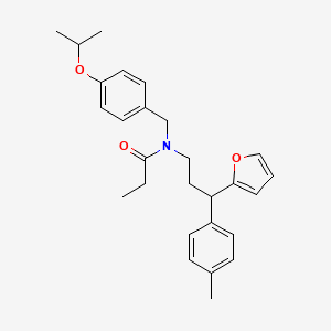 N-[3-(furan-2-yl)-3-(4-methylphenyl)propyl]-N-[4-(propan-2-yloxy)benzyl]propanamide