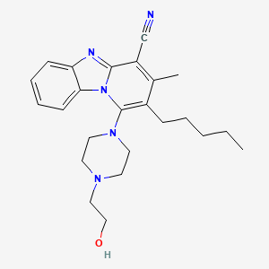 molecular formula C24H31N5O B11607420 1-[4-(2-Hydroxyethyl)piperazin-1-yl]-3-methyl-2-pentylpyrido[1,2-a]benzimidazole-4-carbonitrile 