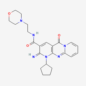 molecular formula C23H28N6O3 B11607432 7-cyclopentyl-6-imino-N-(2-morpholin-4-ylethyl)-2-oxo-1,7,9-triazatricyclo[8.4.0.03,8]tetradeca-3(8),4,9,11,13-pentaene-5-carboxamide 