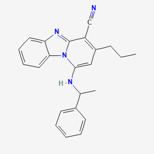 molecular formula C23H22N4 B11607447 1-[(1-Phenylethyl)amino]-3-propylpyrido[1,2-a]benzimidazole-4-carbonitrile 