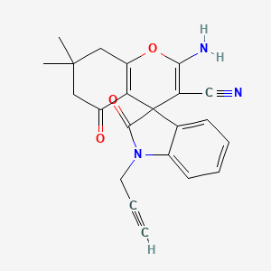 2-Amino-7,7-dimethyl-2',5-dioxo-1'-(prop-2-yn-1-yl)-1',2',5,6,7,8-hexahydrospiro[chromene-4,3'-indole]-3-carbonitrile