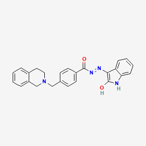 molecular formula C25H22N4O2 B11607465 4-(3,4-dihydroisoquinolin-2(1H)-ylmethyl)-N'-[(3Z)-2-oxo-1,2-dihydro-3H-indol-3-ylidene]benzohydrazide 