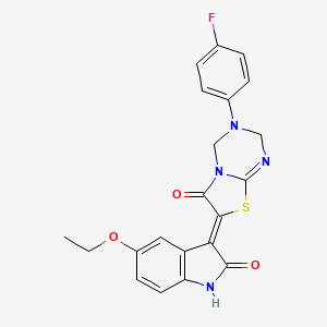 molecular formula C21H17FN4O3S B11607476 (7Z)-7-(5-ethoxy-2-oxo-1,2-dihydro-3H-indol-3-ylidene)-3-(4-fluorophenyl)-3,4-dihydro-2H-[1,3]thiazolo[3,2-a][1,3,5]triazin-6(7H)-one 