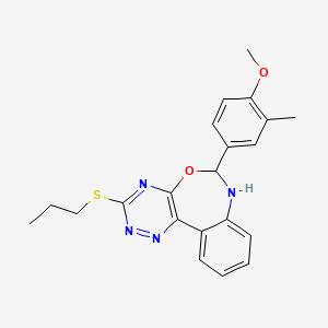 molecular formula C21H22N4O2S B11607486 6-(4-Methoxy-3-methylphenyl)-3-(propylsulfanyl)-6,7-dihydro[1,2,4]triazino[5,6-d][3,1]benzoxazepine 