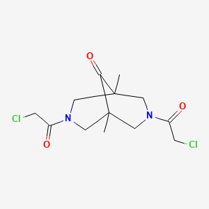 molecular formula C13H18Cl2N2O3 B11607506 3,7-Bis(2-chloroacetyl)-1,5-dimethyl-3,7-diazabicyclo[3.3.1]nonan-9-one 