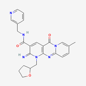 6-imino-13-methyl-2-oxo-7-(oxolan-2-ylmethyl)-N-(pyridin-3-ylmethyl)-1,7,9-triazatricyclo[8.4.0.03,8]tetradeca-3(8),4,9,11,13-pentaene-5-carboxamide