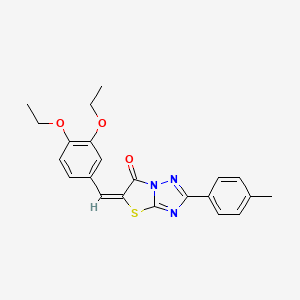 molecular formula C22H21N3O3S B11607511 (5E)-5-(3,4-diethoxybenzylidene)-2-(4-methylphenyl)[1,3]thiazolo[3,2-b][1,2,4]triazol-6(5H)-one 