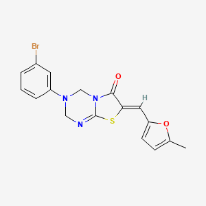 (7Z)-3-(3-bromophenyl)-7-[(5-methylfuran-2-yl)methylidene]-3,4-dihydro-2H-[1,3]thiazolo[3,2-a][1,3,5]triazin-6(7H)-one