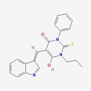 (5E)-5-(1H-indol-3-ylmethylidene)-1-phenyl-3-propyl-2-thioxodihydropyrimidine-4,6(1H,5H)-dione