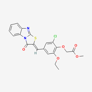 molecular formula C21H17ClN2O5S B11607585 methyl {2-chloro-6-ethoxy-4-[(Z)-(3-oxo[1,3]thiazolo[3,2-a]benzimidazol-2(3H)-ylidene)methyl]phenoxy}acetate 