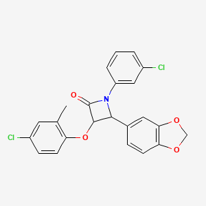 molecular formula C23H17Cl2NO4 B11607600 4-(1,3-Benzodioxol-5-yl)-3-(4-chloro-2-methylphenoxy)-1-(3-chlorophenyl)azetidin-2-one 