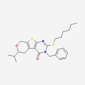 4-benzyl-5-hexylsulfanyl-12-propan-2-yl-11-oxa-8-thia-4,6-diazatricyclo[7.4.0.02,7]trideca-1(9),2(7),5-trien-3-one