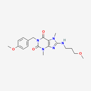 molecular formula C19H25N5O4 B11607622 1-(4-methoxybenzyl)-8-[(3-methoxypropyl)amino]-3,7-dimethyl-3,7-dihydro-1H-purine-2,6-dione 