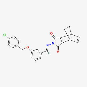 2-{[(E)-{3-[(4-chlorobenzyl)oxy]phenyl}methylidene]amino}-3a,4,7,7a-tetrahydro-1H-4,7-ethanoisoindole-1,3(2H)-dione