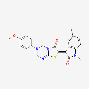 (7Z)-7-(1,5-dimethyl-2-oxo-1,2-dihydro-3H-indol-3-ylidene)-3-(4-methoxyphenyl)-3,4-dihydro-2H-[1,3]thiazolo[3,2-a][1,3,5]triazin-6(7H)-one