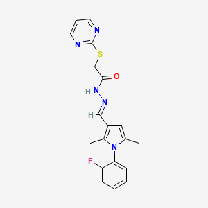 N'-{(E)-[1-(2-fluorophenyl)-2,5-dimethyl-1H-pyrrol-3-yl]methylidene}-2-(pyrimidin-2-ylsulfanyl)acetohydrazide