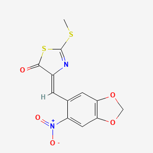 molecular formula C12H8N2O5S2 B11607655 (4Z)-2-(methylsulfanyl)-4-[(6-nitro-1,3-benzodioxol-5-yl)methylidene]-1,3-thiazol-5(4H)-one 