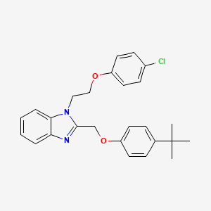 molecular formula C26H27ClN2O2 B11607678 2-[(4-tert-butylphenoxy)methyl]-1-[2-(4-chlorophenoxy)ethyl]-1H-benzimidazole 