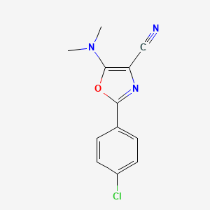 molecular formula C12H10ClN3O B11607690 2-(4-Chlorophenyl)-5-(dimethylamino)-1,3-oxazole-4-carbonitrile 