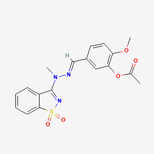 5-{(E)-[2-(1,1-dioxido-1,2-benzothiazol-3-yl)-2-methylhydrazinylidene]methyl}-2-methoxyphenyl acetate