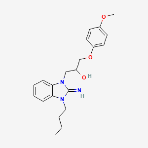 molecular formula C21H27N3O3 B11607729 1-(3-butyl-2-imino-2,3-dihydro-1H-benzimidazol-1-yl)-3-(4-methoxyphenoxy)propan-2-ol 