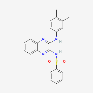 molecular formula C22H20N4O2S B11607740 N-[3-(3,4-dimethylanilino)quinoxalin-2-yl]benzenesulfonamide 