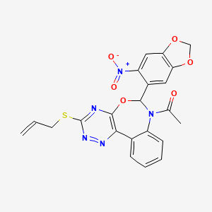 1-[6-(6-nitro-1,3-benzodioxol-5-yl)-3-(prop-2-en-1-ylsulfanyl)[1,2,4]triazino[5,6-d][3,1]benzoxazepin-7(6H)-yl]ethanone