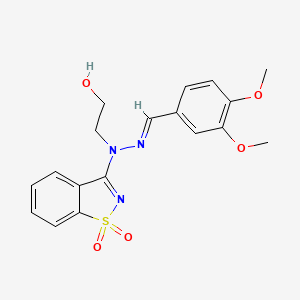 2-[(2E)-2-(3,4-dimethoxybenzylidene)-1-(1,1-dioxido-1,2-benzothiazol-3-yl)hydrazinyl]ethanol