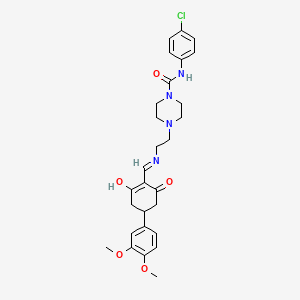 molecular formula C28H33ClN4O5 B11607781 N-(4-chlorophenyl)-4-[2-({[4-(3,4-dimethoxyphenyl)-2,6-dioxocyclohexylidene]methyl}amino)ethyl]piperazine-1-carboxamide 